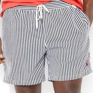 Polo by Ralph Lauren Navy & White Striped Swim Trunks